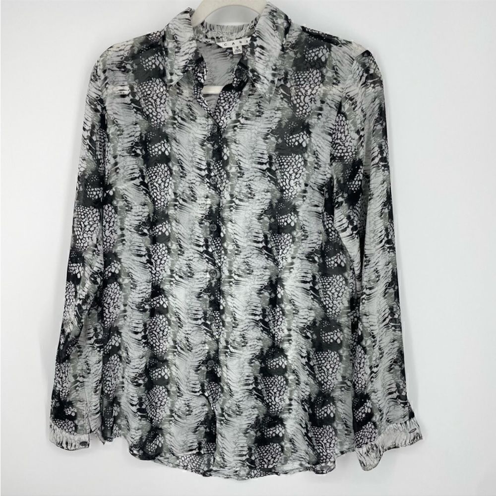 Cabipython Snake Print Sheer Buttontop Chiffon Wo… - image 4